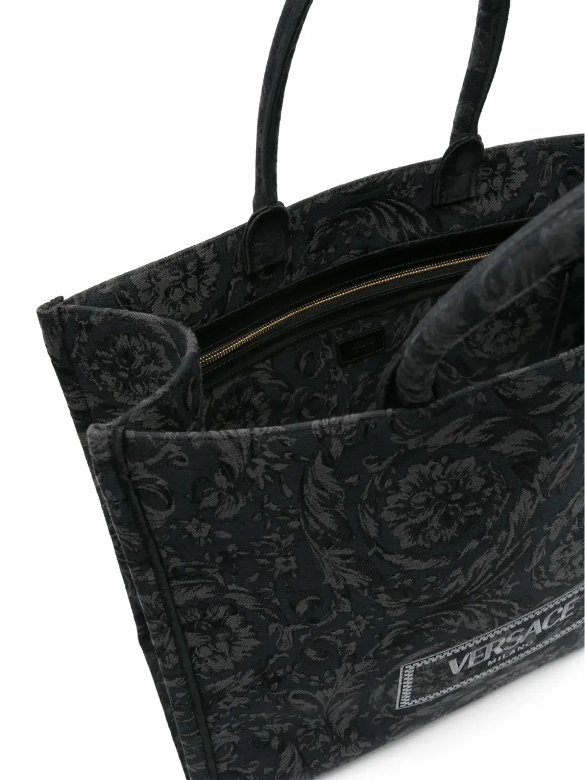 Versace バロッコ アテナ ジャカード キャンバス トートバッグ - ブラック - 画像5