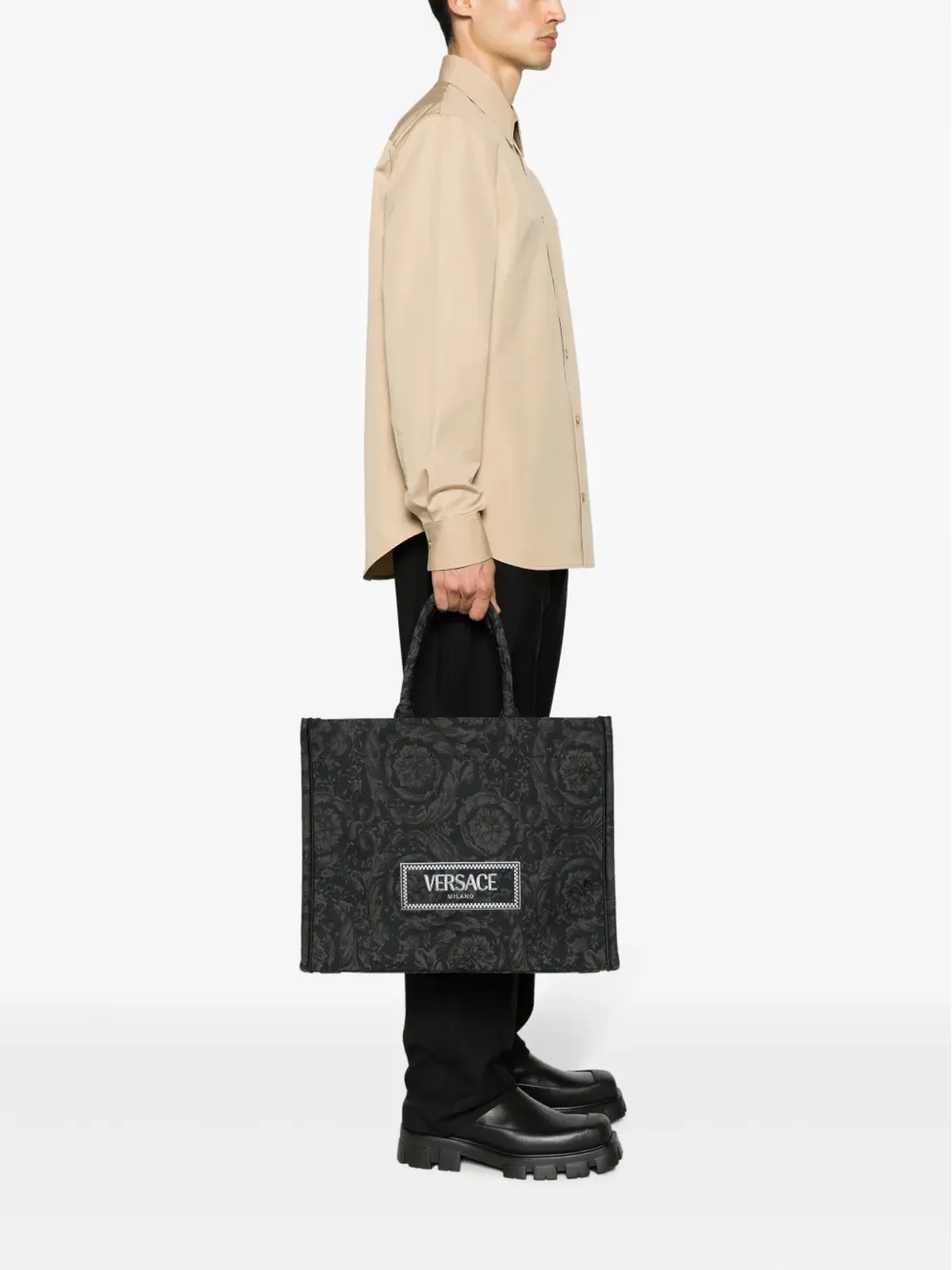 Versace バロッコ アテナ ジャカード キャンバス トートバッグ - ブラック - 画像2