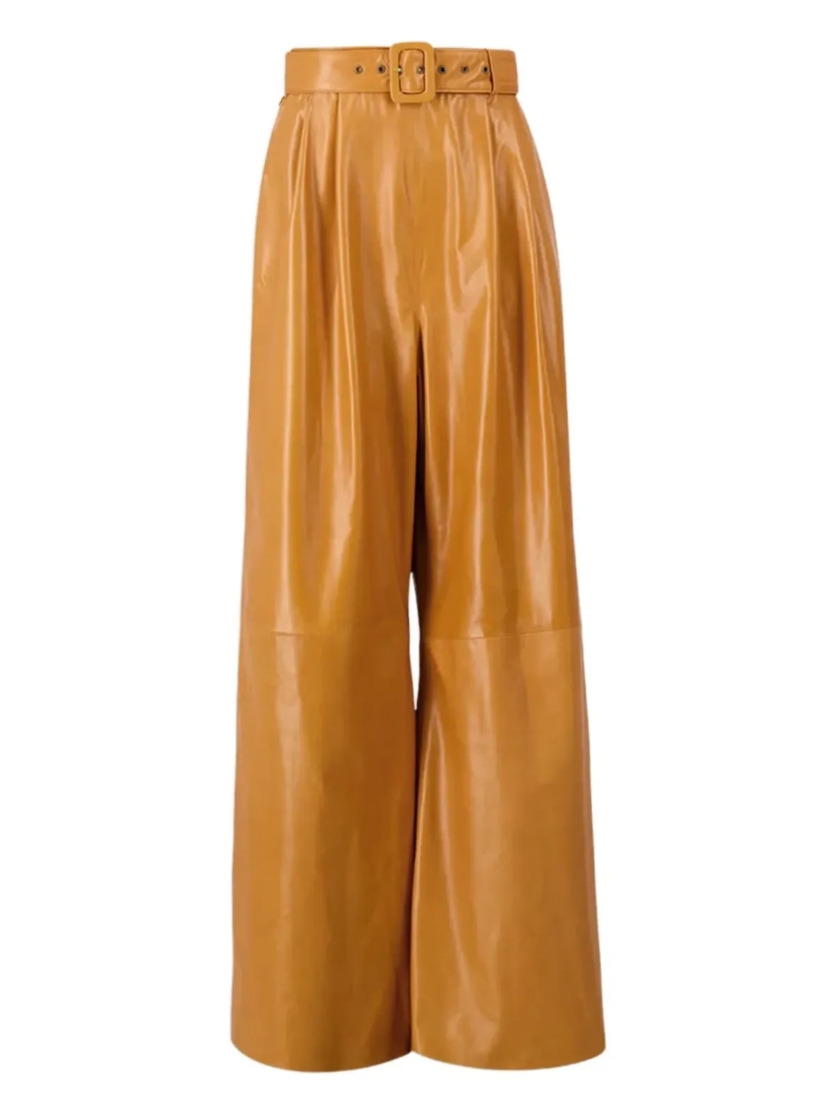 PAULA ベルト付きレザーのパラッツォパンツ - 画像1