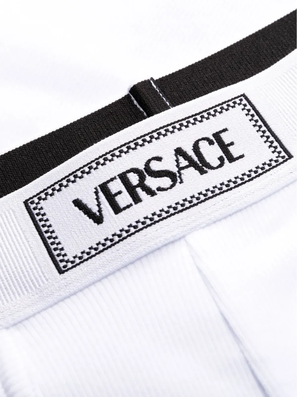 Versace 90s ロゴ入りリブ編み ロングボクサー - ホワイト - 画像3
