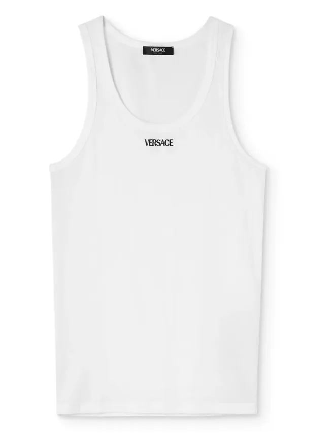 VERSACE Versace ロゴ刺繍リブタンクトップの商品画像
