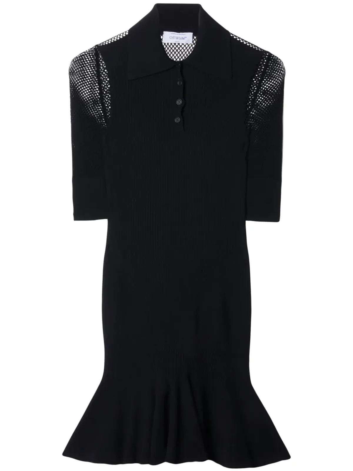 Off-White アロー半袖フィッシュネットミニドレス - ブラック - 画像1