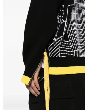 Off-White インターシャ編みニットセーター ブラック - サムネイル5