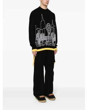 Off-White インターシャ編みニットセーター ブラック - サムネイル3