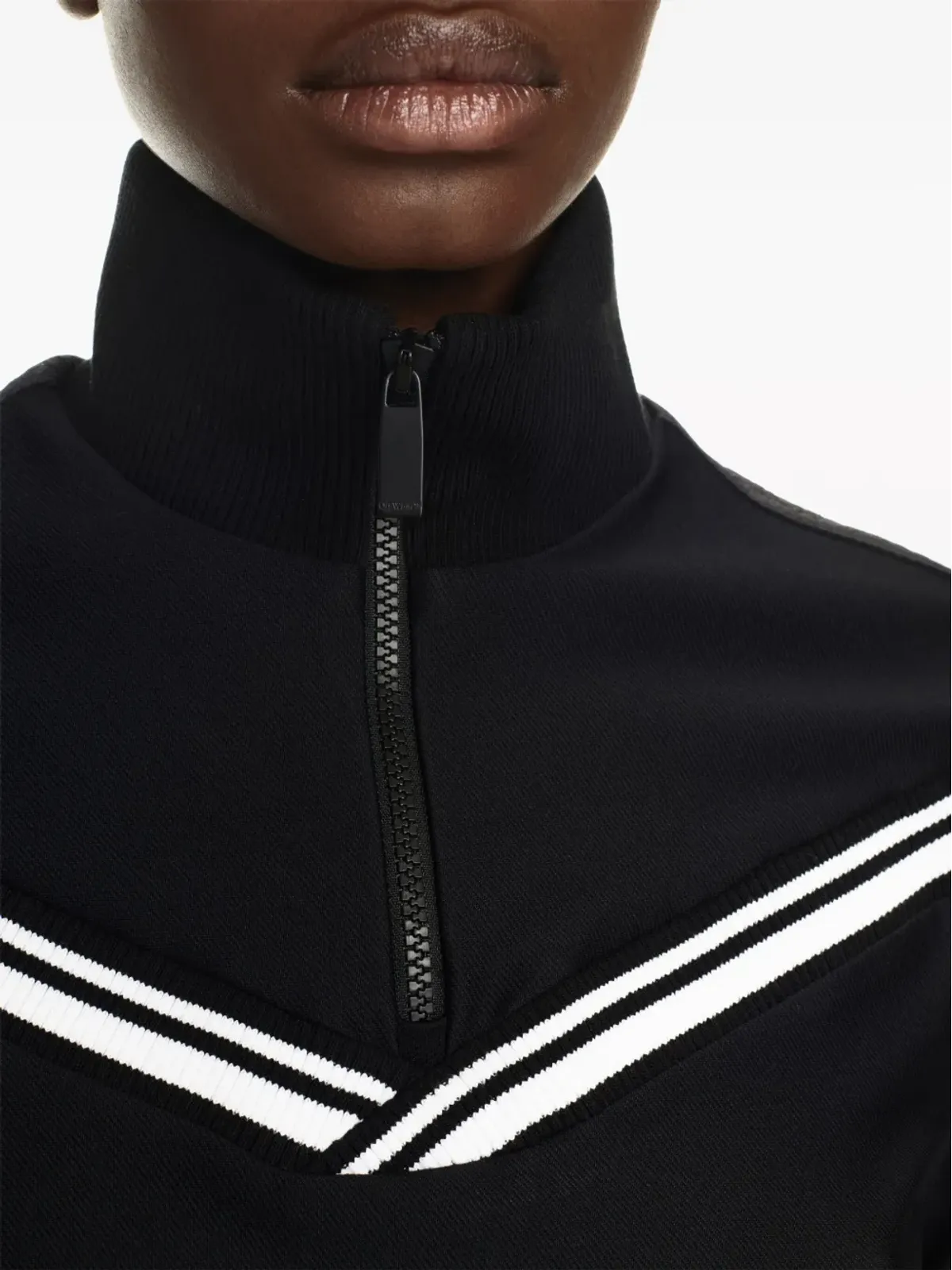 Off-White ロゴバンドリブ編みトラックジャケット ブラック - 画像5