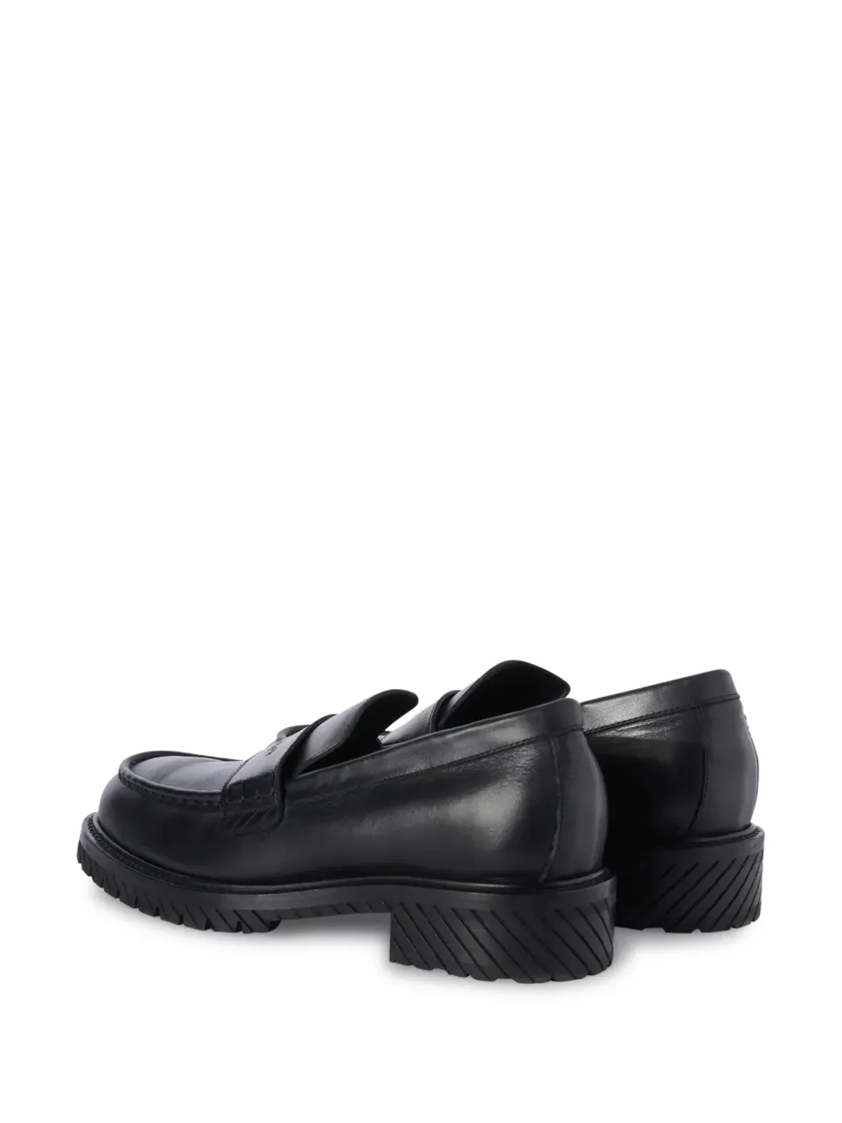 Off-White ミリタリーロゴデボス加工レザー ローファー - ブラック - 画像3