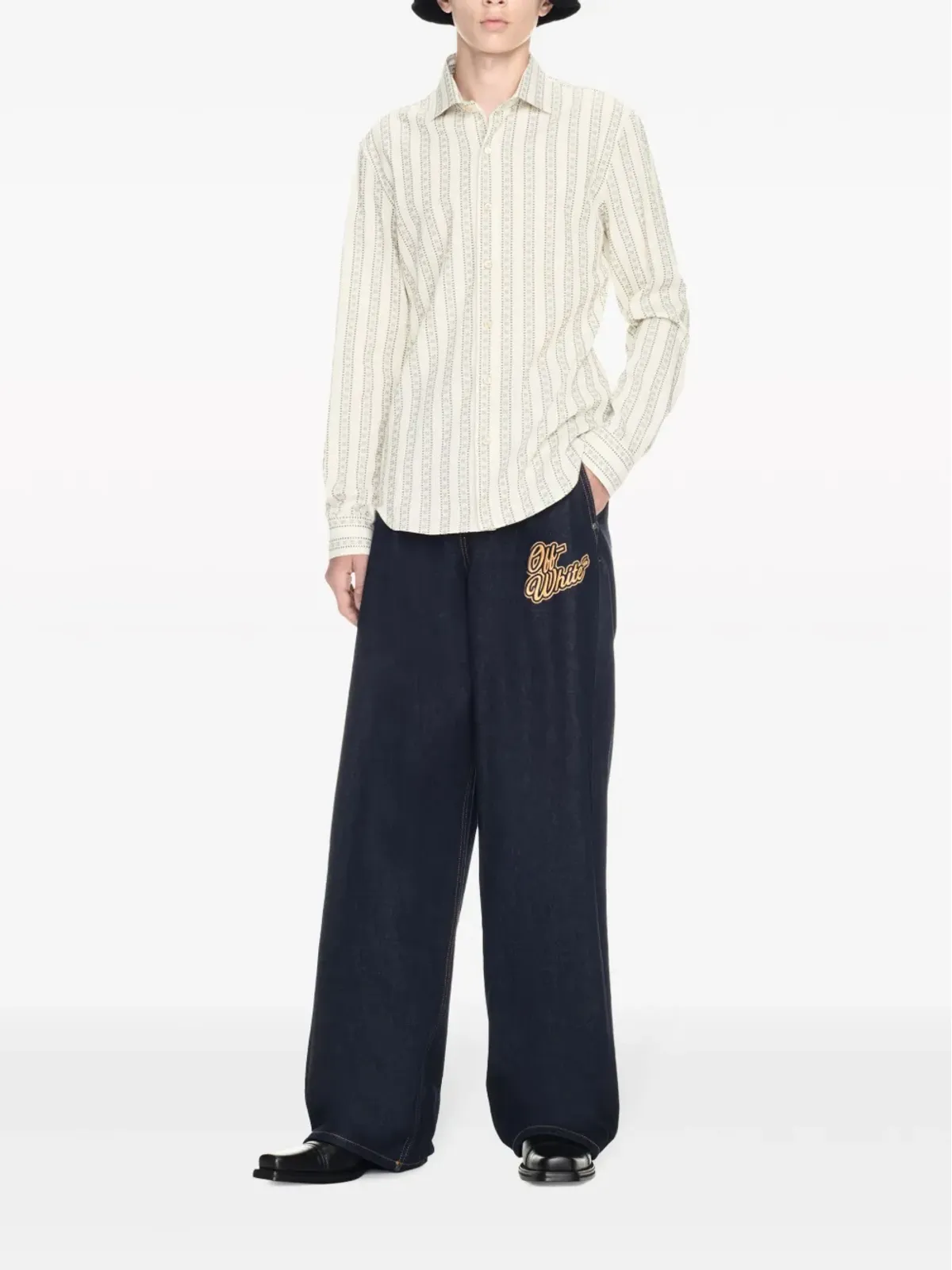 Off-White 90s ロゴアップリケ ストレートジーンズ - ブルー - 画像2
