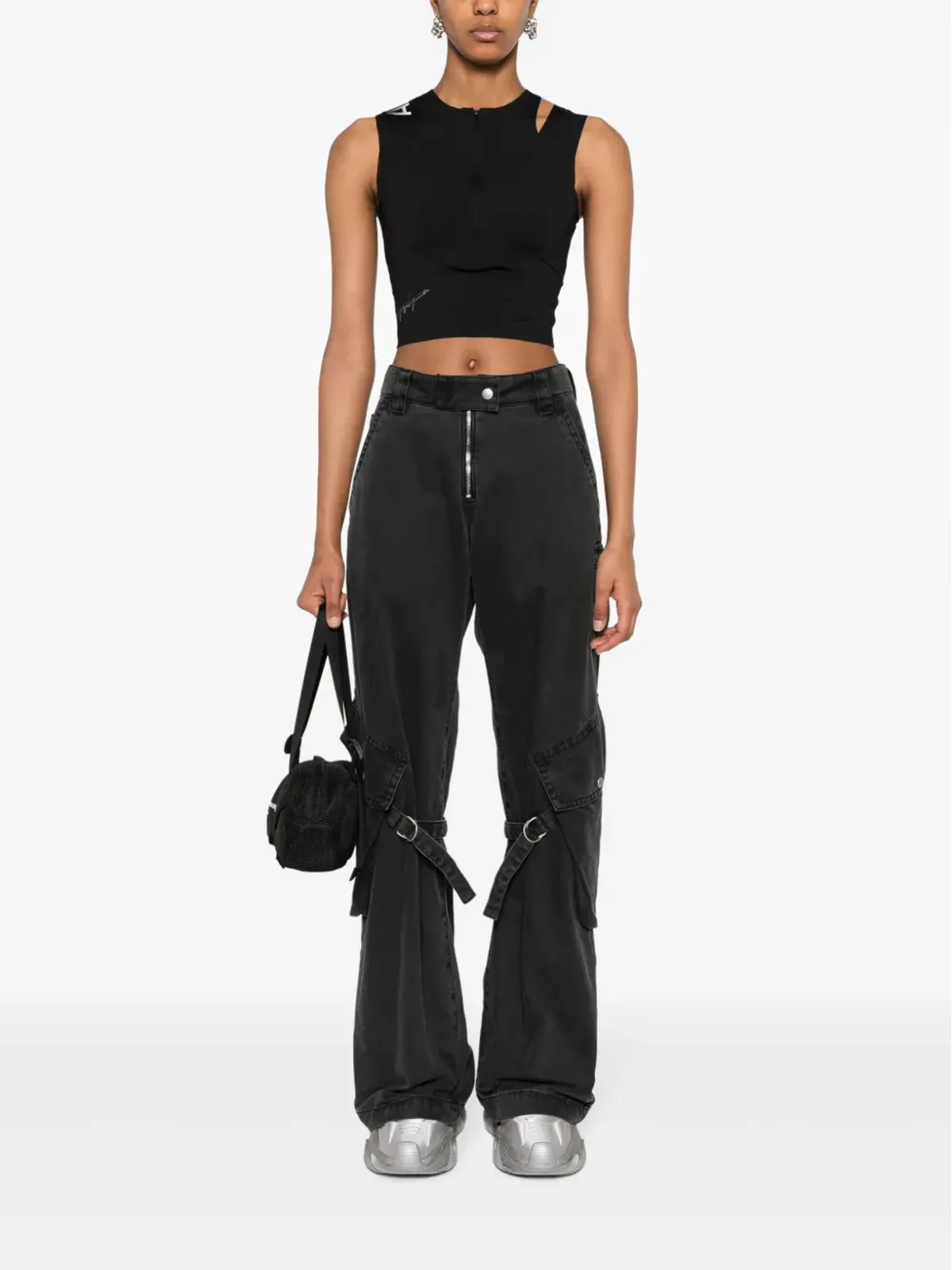 Y-3 ロゴプリント クロップド タンクトップ - 画像2