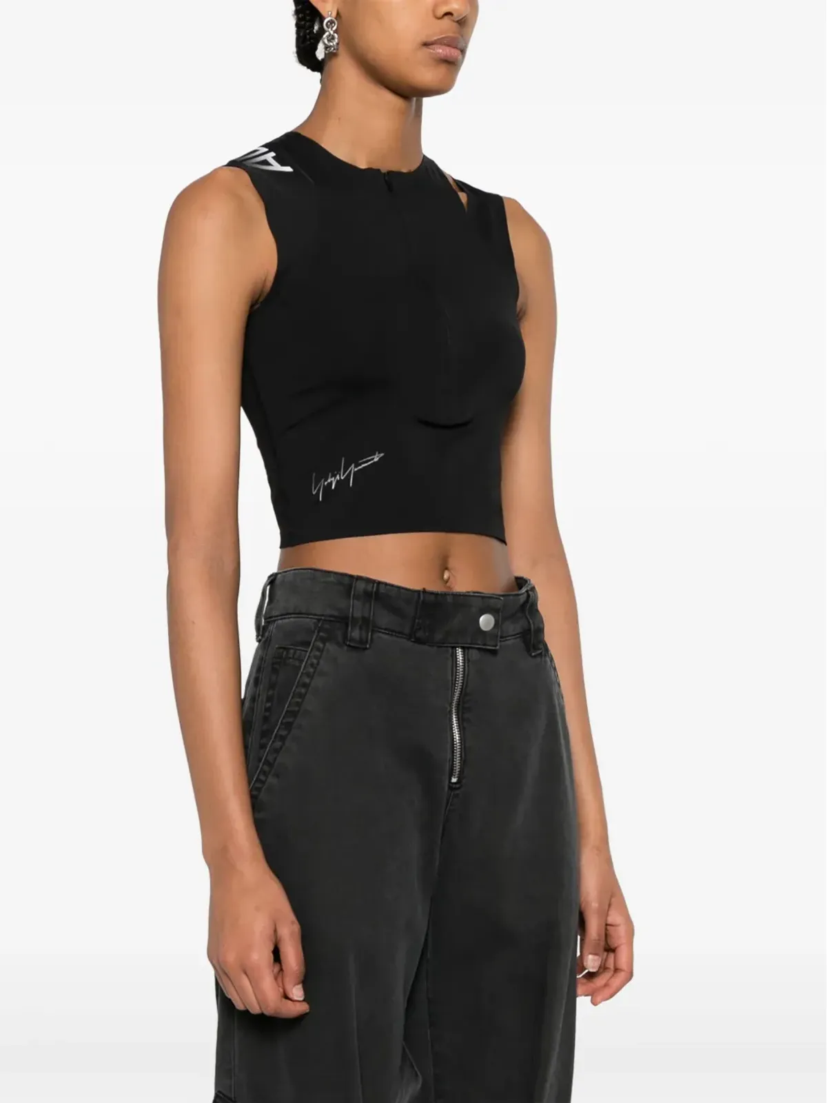 Y-3 ロゴプリント クロップド タンクトップ - 画像3
