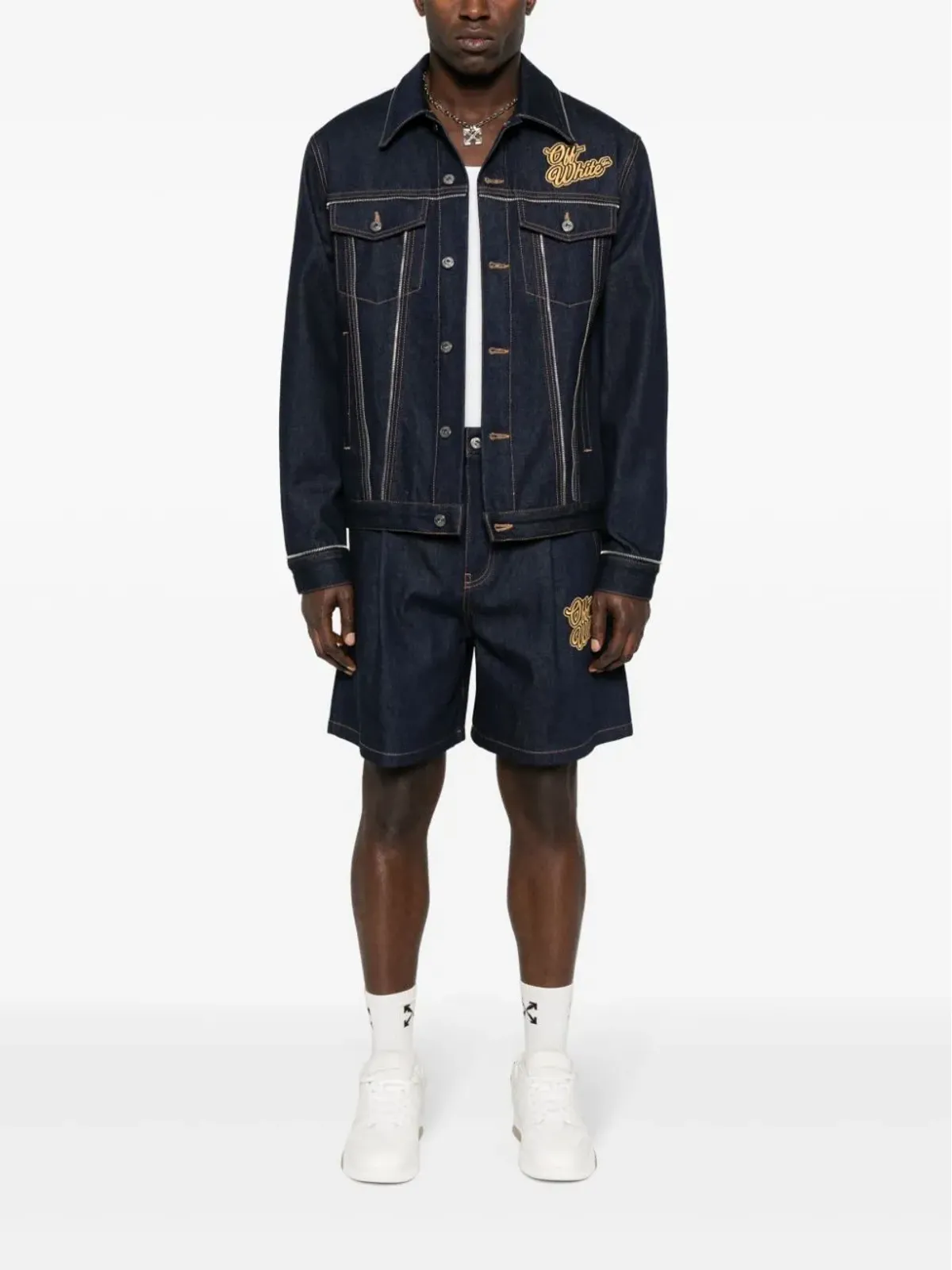Off-White 90sロゴデニムショーツ ブルー - 画像2