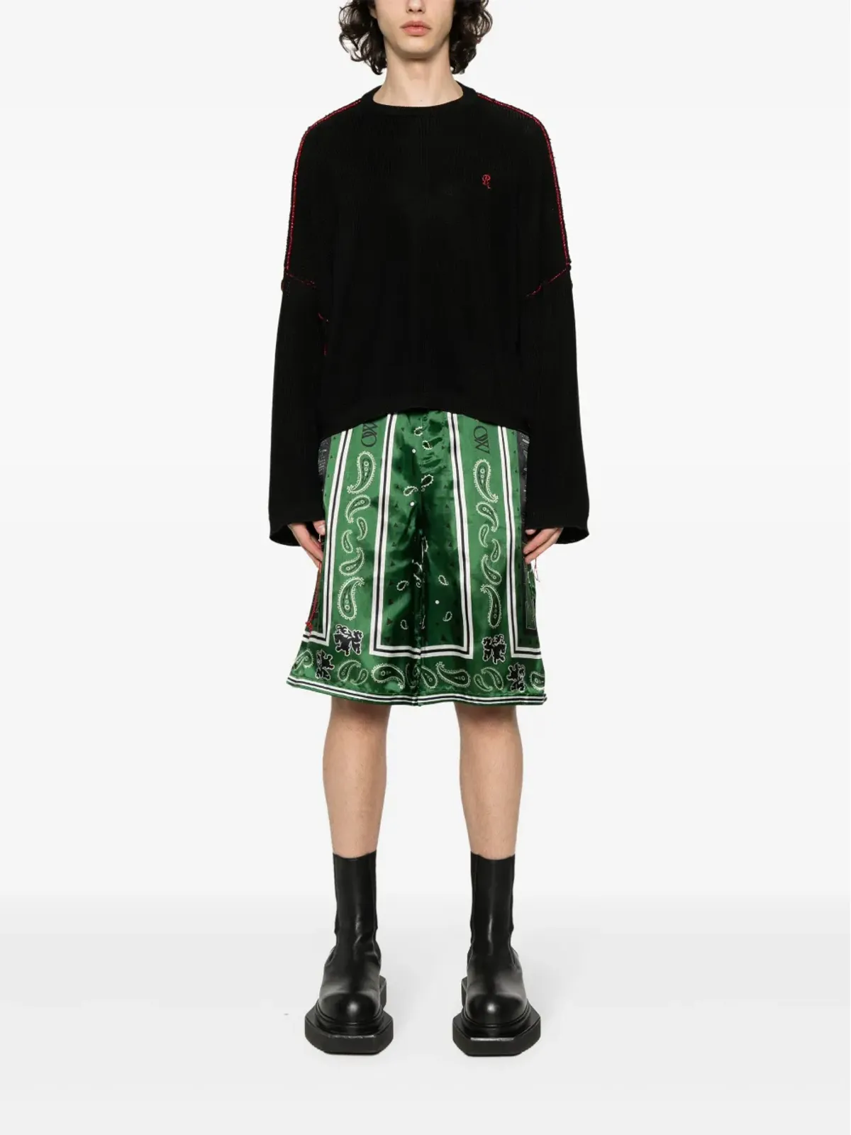 Off-White バンダナ柄ツイルショーツ グリーン - 画像2