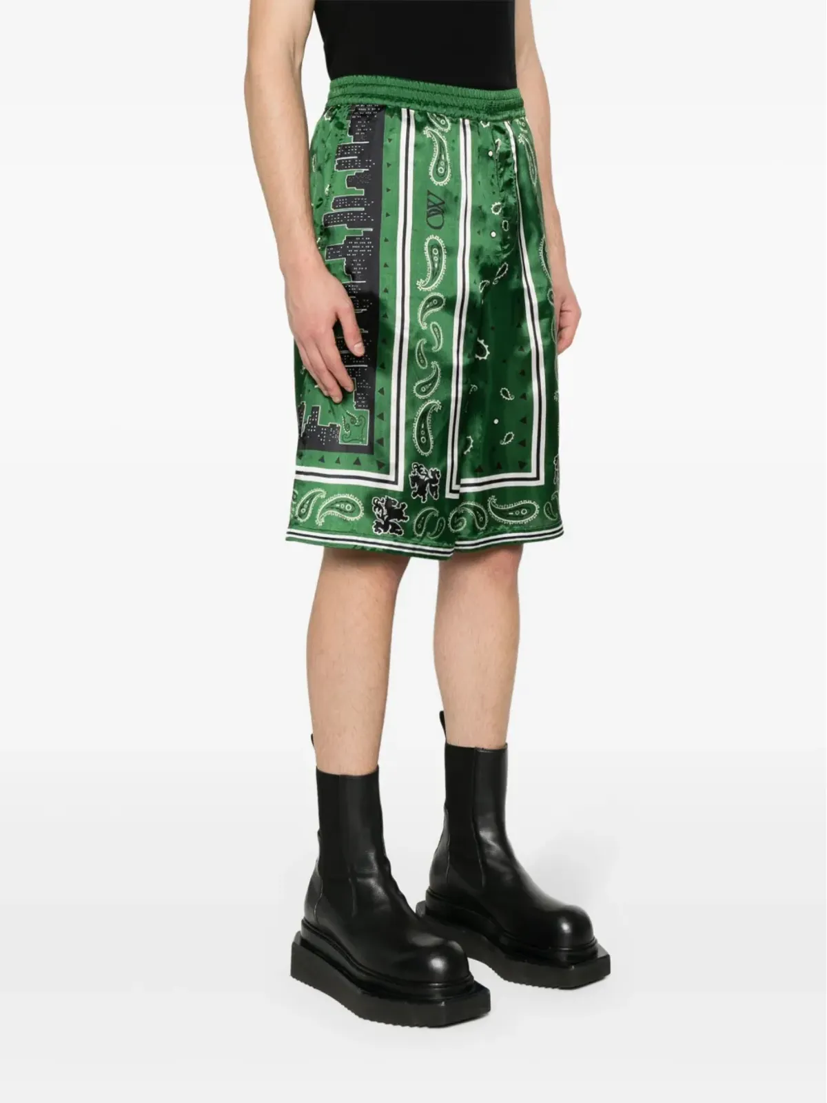 Off-White バンダナ柄ツイルショーツ グリーン - 画像3