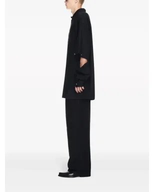 Off-White ワイドレッグリネンパンツ - ブラック - サムネイル3