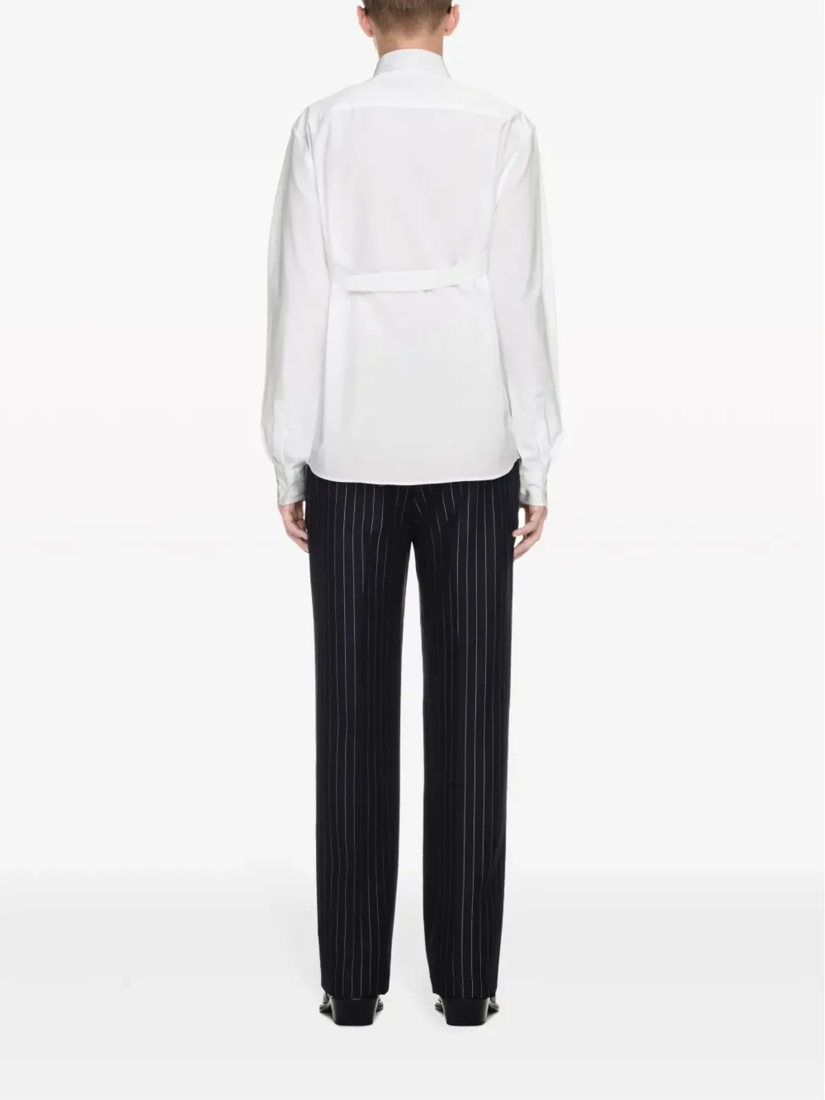 Off-White ナンバープリント ピンストライプのスリムカットパンツ ブラック - 画像4