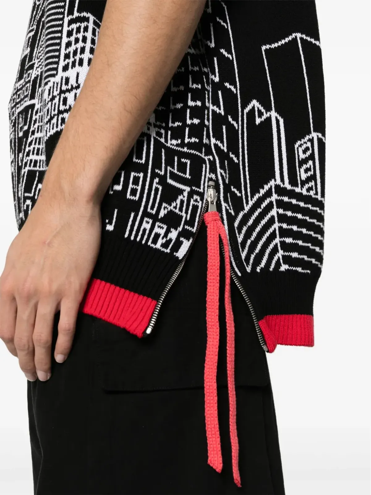 Off-White インターシャニット ノースリーブ ジャンパー ブラック - 画像5