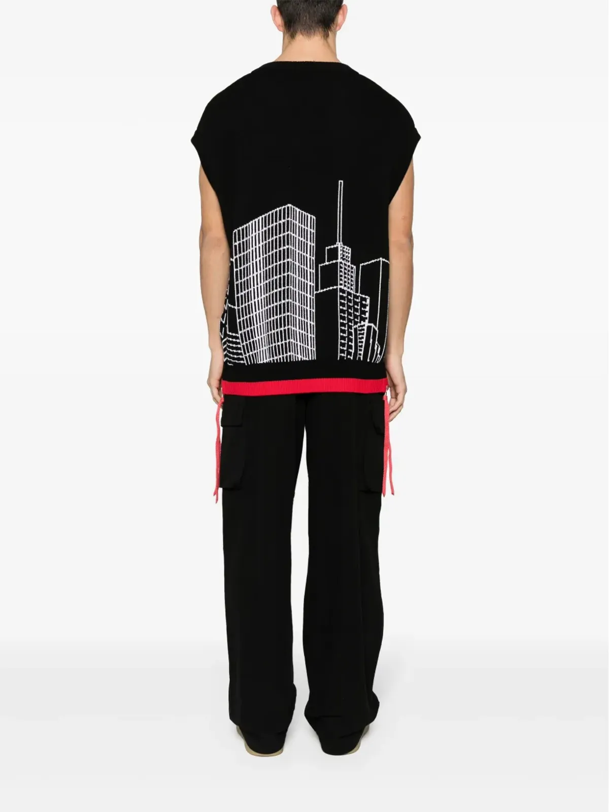 Off-White インターシャニット ノースリーブ ジャンパー ブラック - 画像4