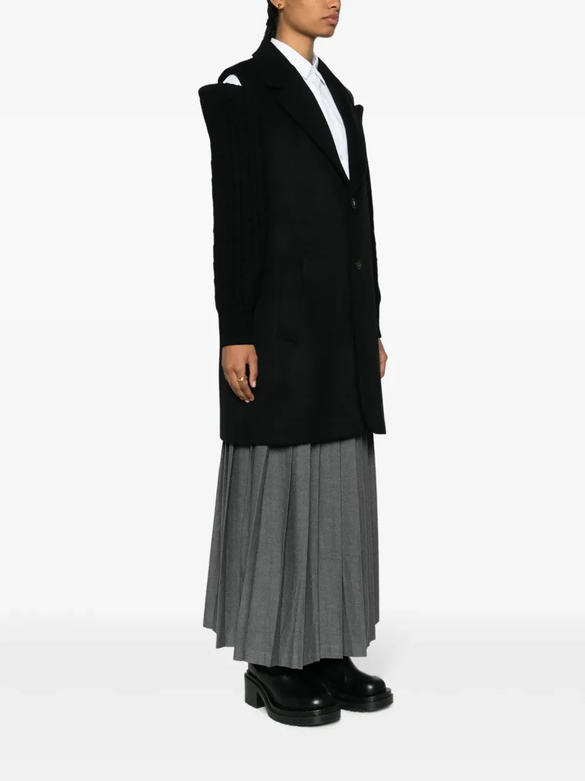 Noir Kei Ninomiya コールドショルダー・シングルブレスト・コート - 画像3