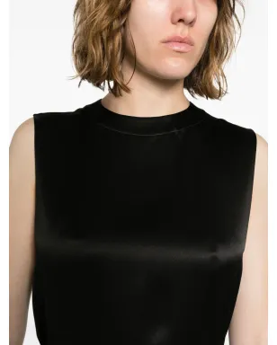 Saint Laurent キーホールディテール シルク タンクトップ - ブラック - サムネイル5