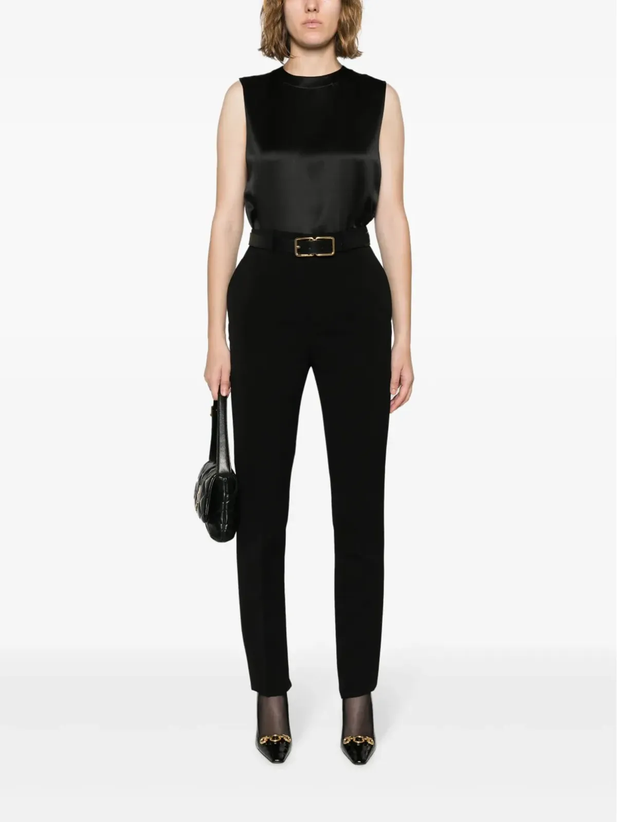 Saint Laurent キーホールディテール シルク タンクトップ - ブラック - 画像2