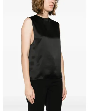Saint Laurent キーホールディテール シルク タンクトップ - ブラック - サムネイル3