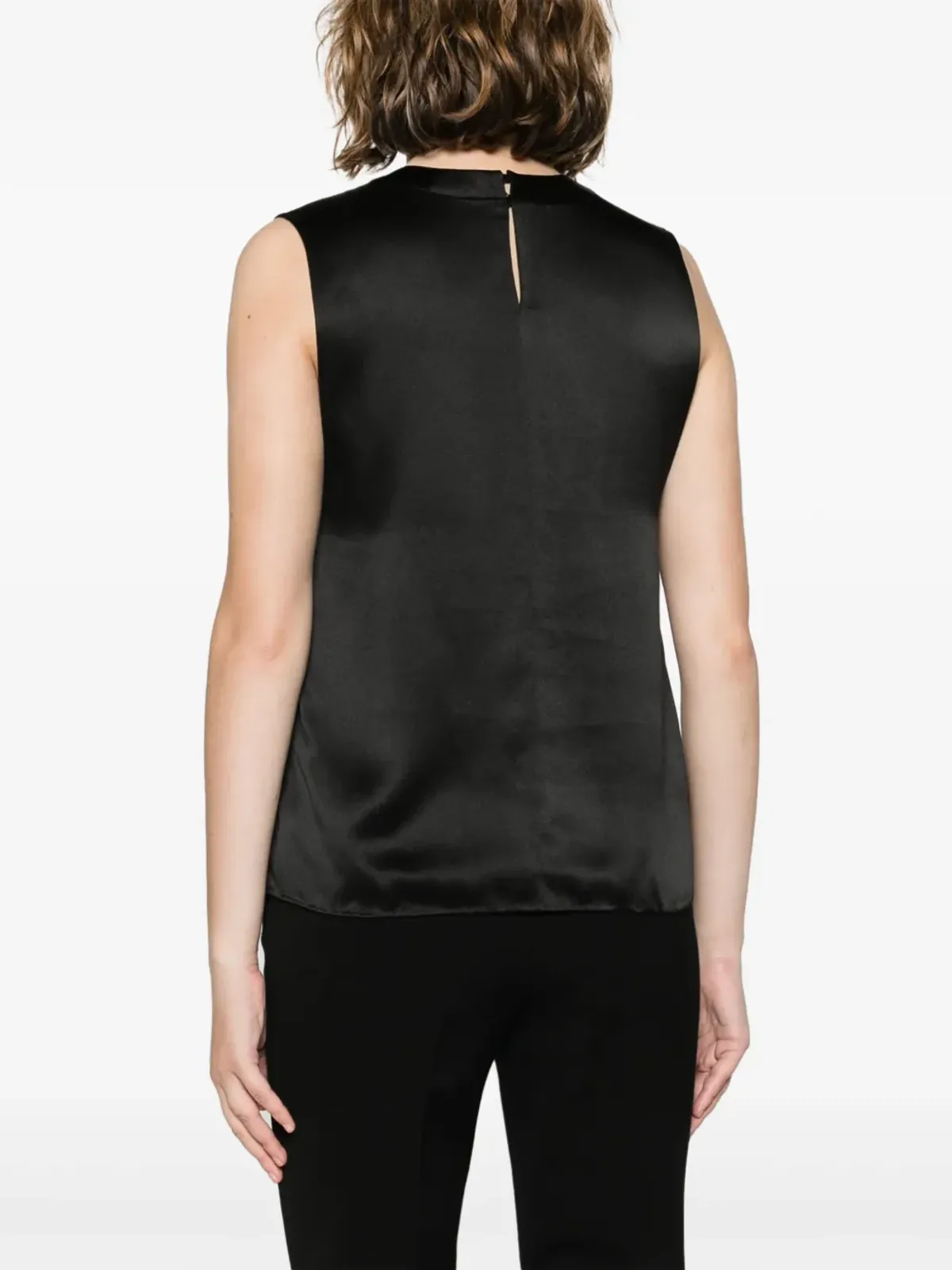 Saint Laurent キーホールディテール シルク タンクトップ - ブラック - 画像4
