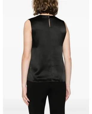 Saint Laurent キーホールディテール シルク タンクトップ - ブラック - サムネイル4