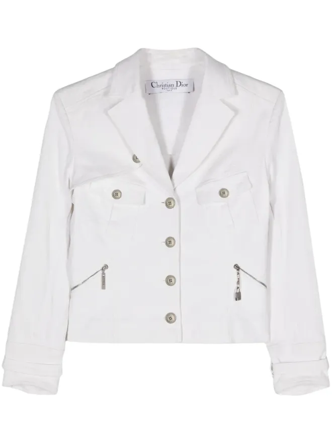 Christian Dior Pre-Owned Christian Dior ビンテージ 2010年代 クロップド デニムジャケット - ホワイトの商品画像