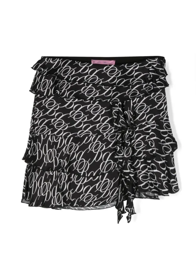 Miss Blumarine Miss Blumarine モノグラムプリント ティアード ミニスカートの商品画像