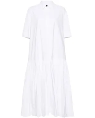 Jil Sander ドロップウエスト コットン シャツドレス - ホワイト - サムネイル1