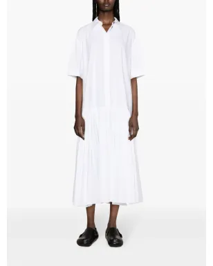 Jil Sander ドロップウエスト コットン シャツドレス - ホワイト - サムネイル2