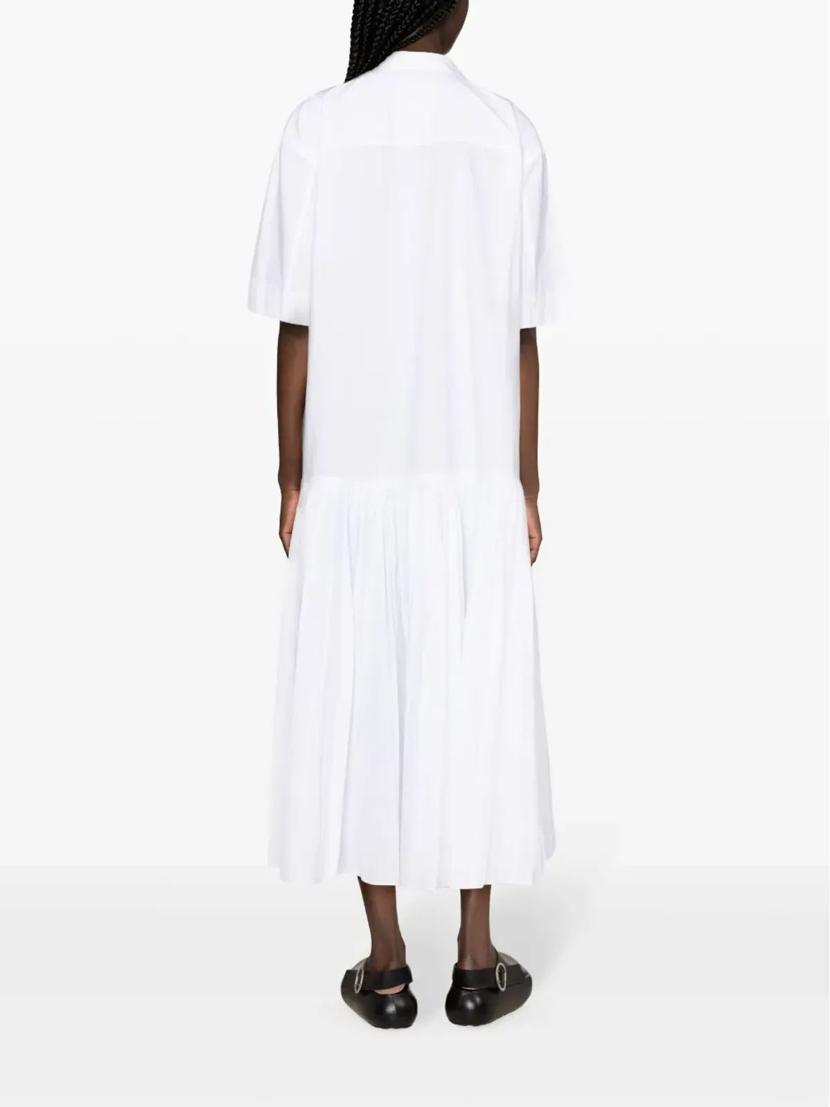 Jil Sander ドロップウエスト コットン シャツドレス - ホワイト - 画像4