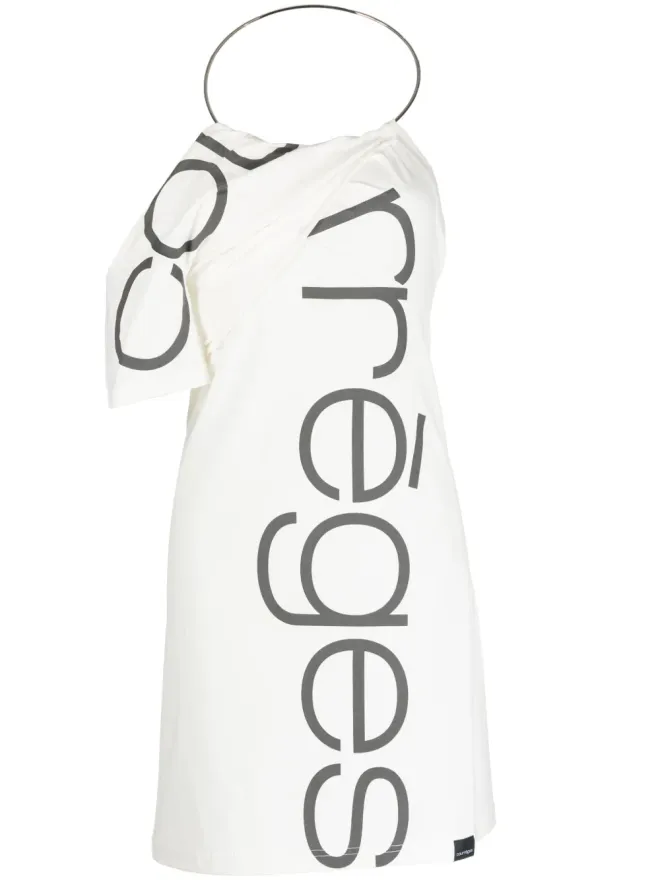 Courrèges Courrèges ロゴプリント ワンショルダードレス - ホワイトの商品画像