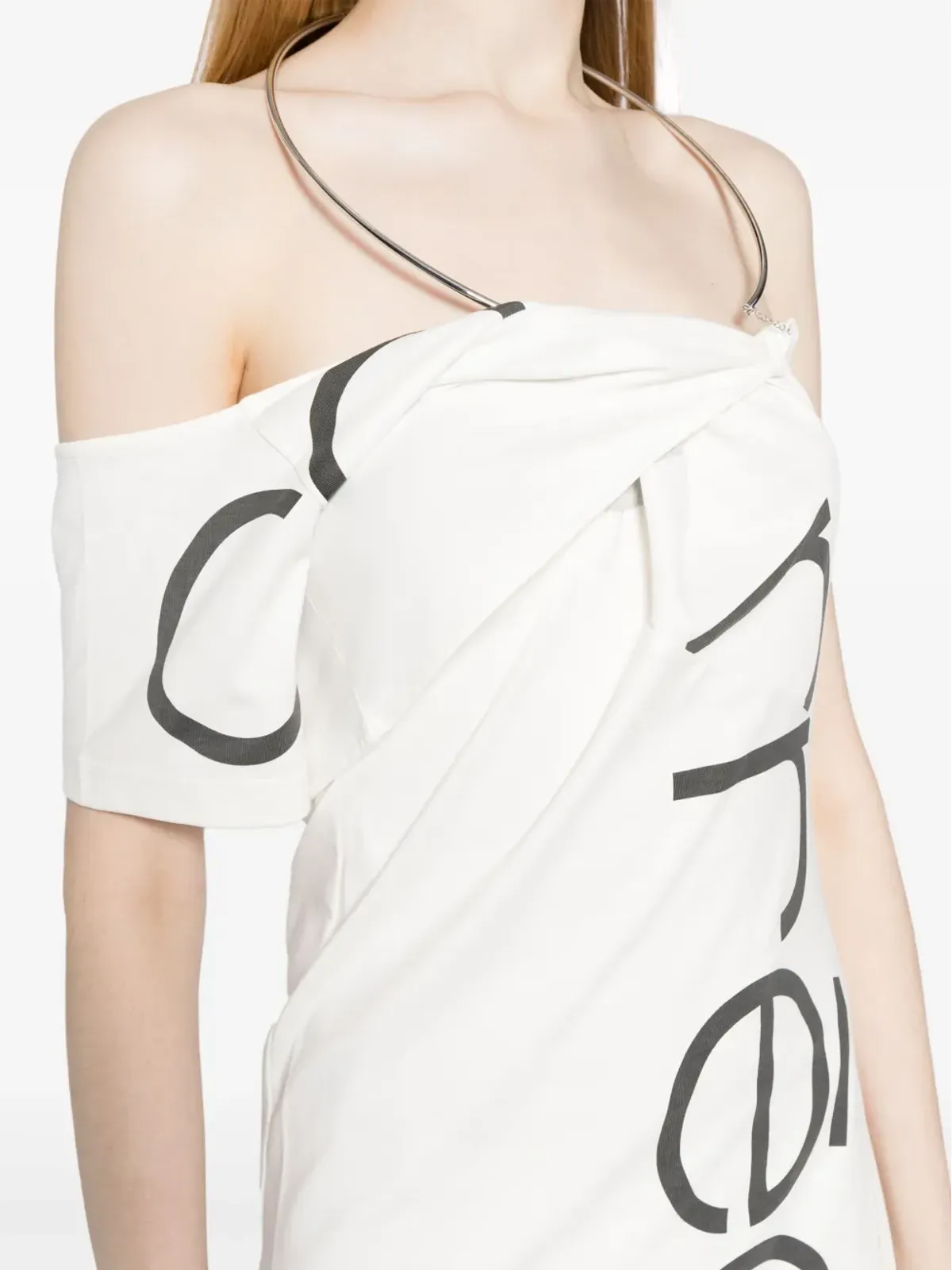 Courrèges ロゴプリント ワンショルダードレス - ホワイト - 画像5