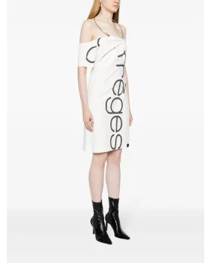 Courrèges ロゴプリント ワンショルダードレス - ホワイト - サムネイル3