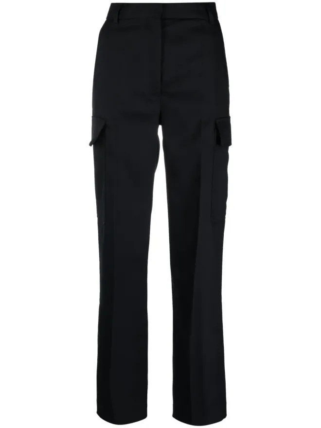 Stella McCartney Stella McCartney ブラック プレスドクリース カーゴポケット ストレートパンツの商品画像