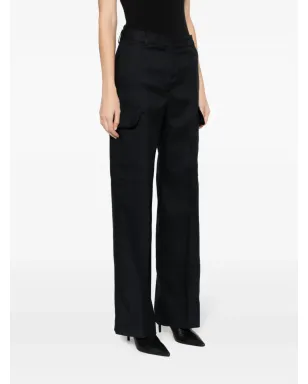 Stella McCartney ブラック プレスドクリース カーゴポケット ストレートパンツ - サムネイル3