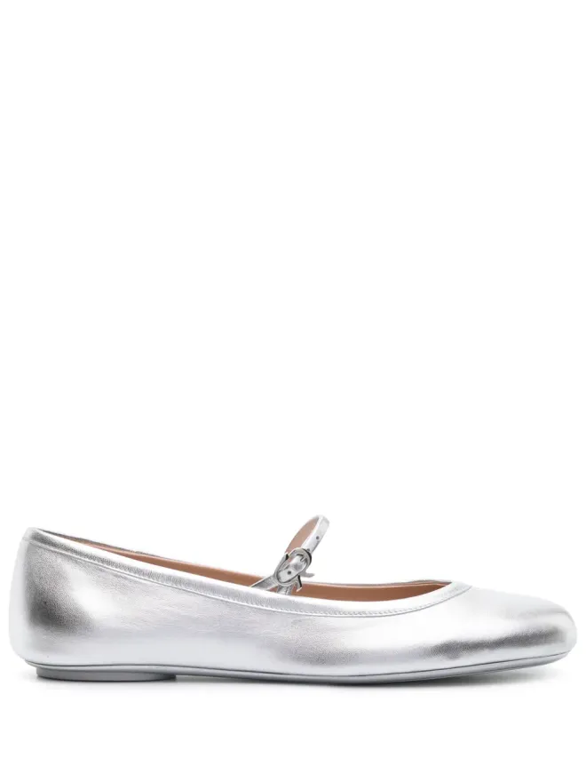 Gianvito Rossi Gianvito Rossi カルラ レザー バレエフラット - シルバーの商品画像