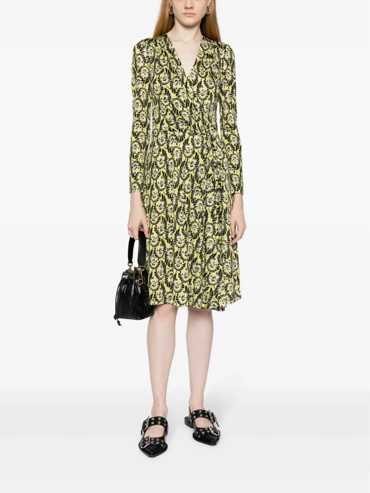Prada Pre-Owned 抽象柄シルクドレス - グリーン - 画像2