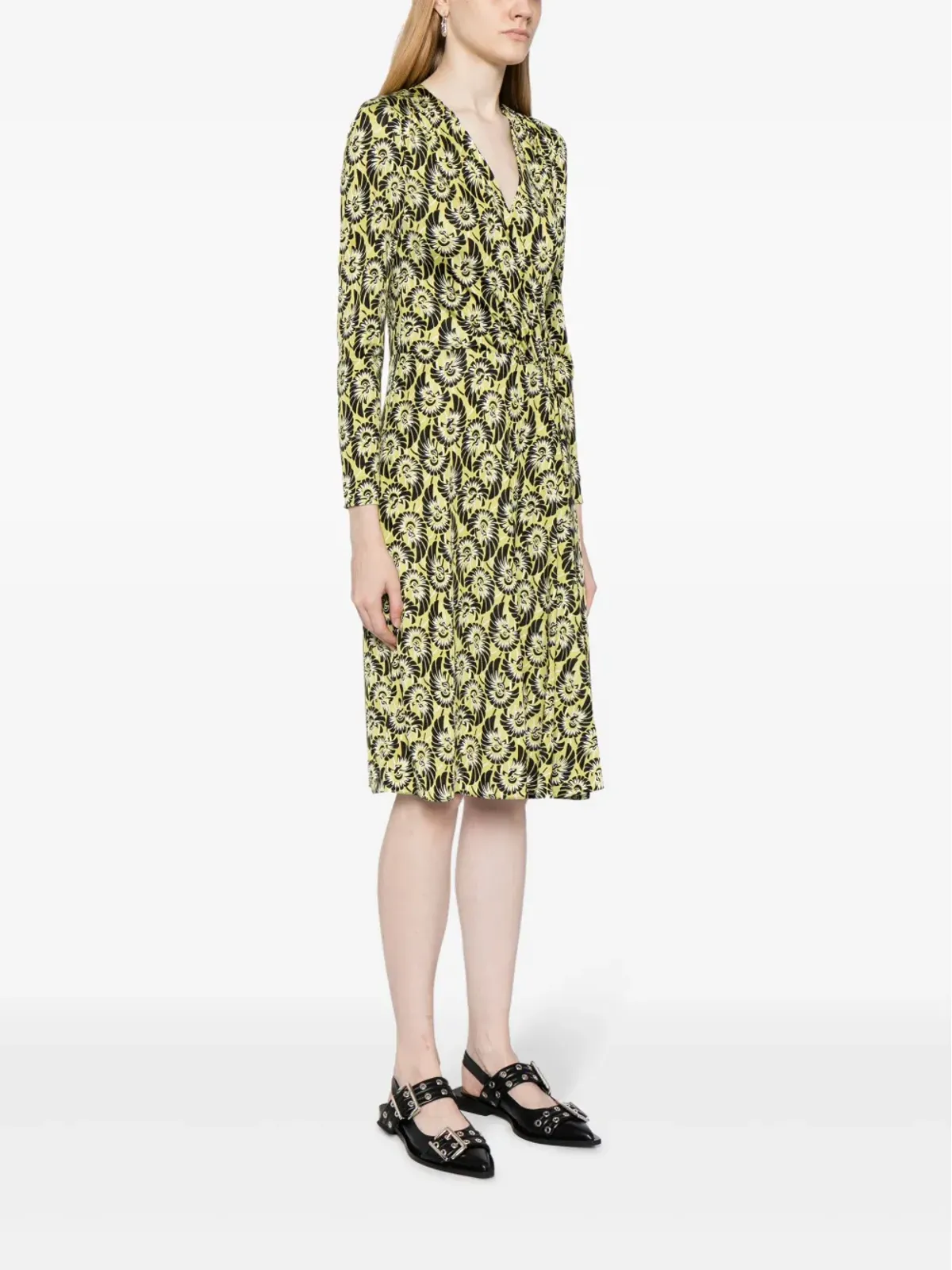 Prada Pre-Owned 抽象柄シルクドレス - グリーン - 画像3