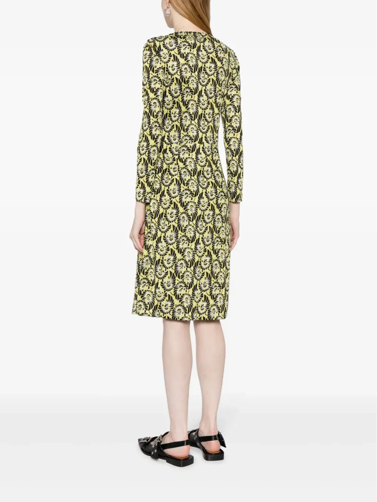 Prada Pre-Owned 抽象柄シルクドレス - グリーン - 画像4