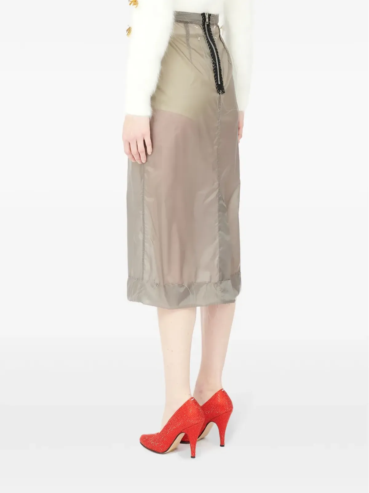 Maison Margiela インサイドアウト フォーステッチスカート - グレー - 画像5