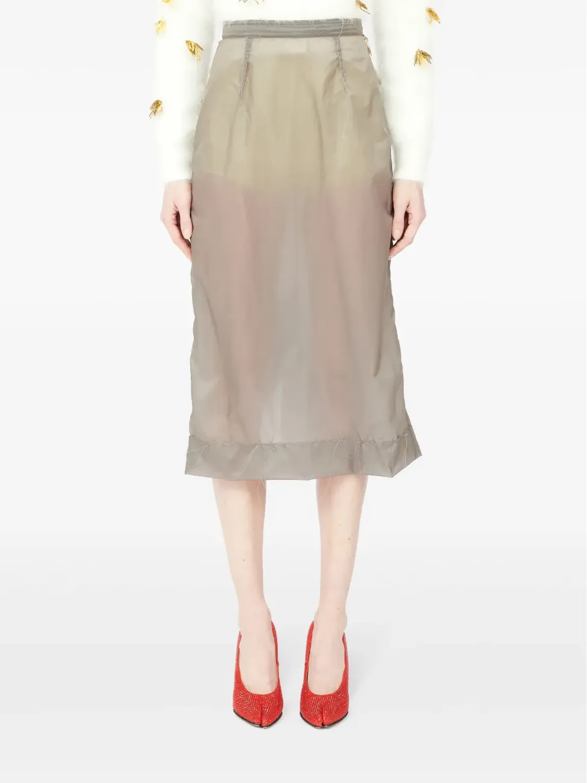 Maison Margiela インサイドアウト フォーステッチスカート - グレー - 画像2