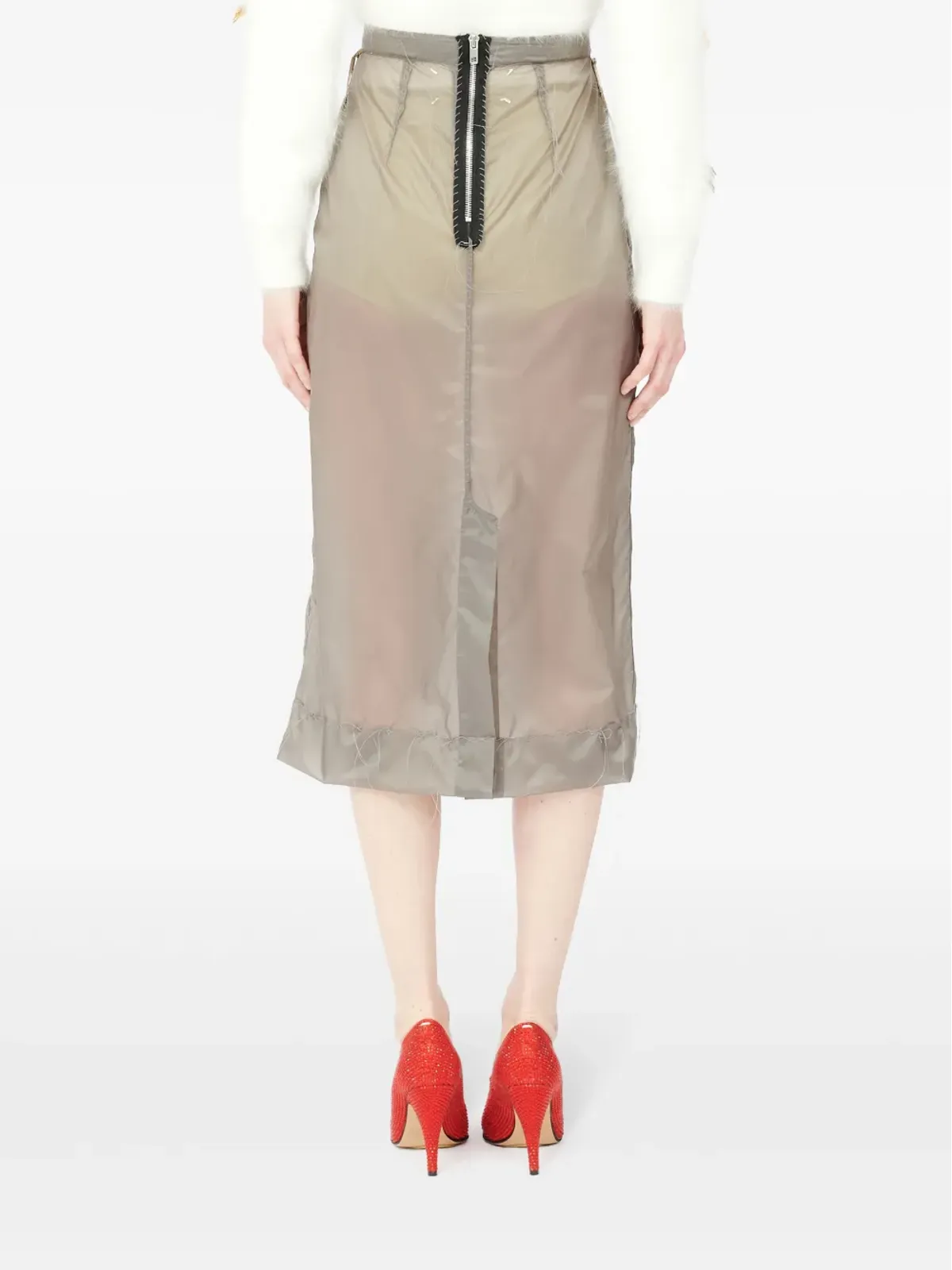 Maison Margiela インサイドアウト フォーステッチスカート - グレー - 画像4