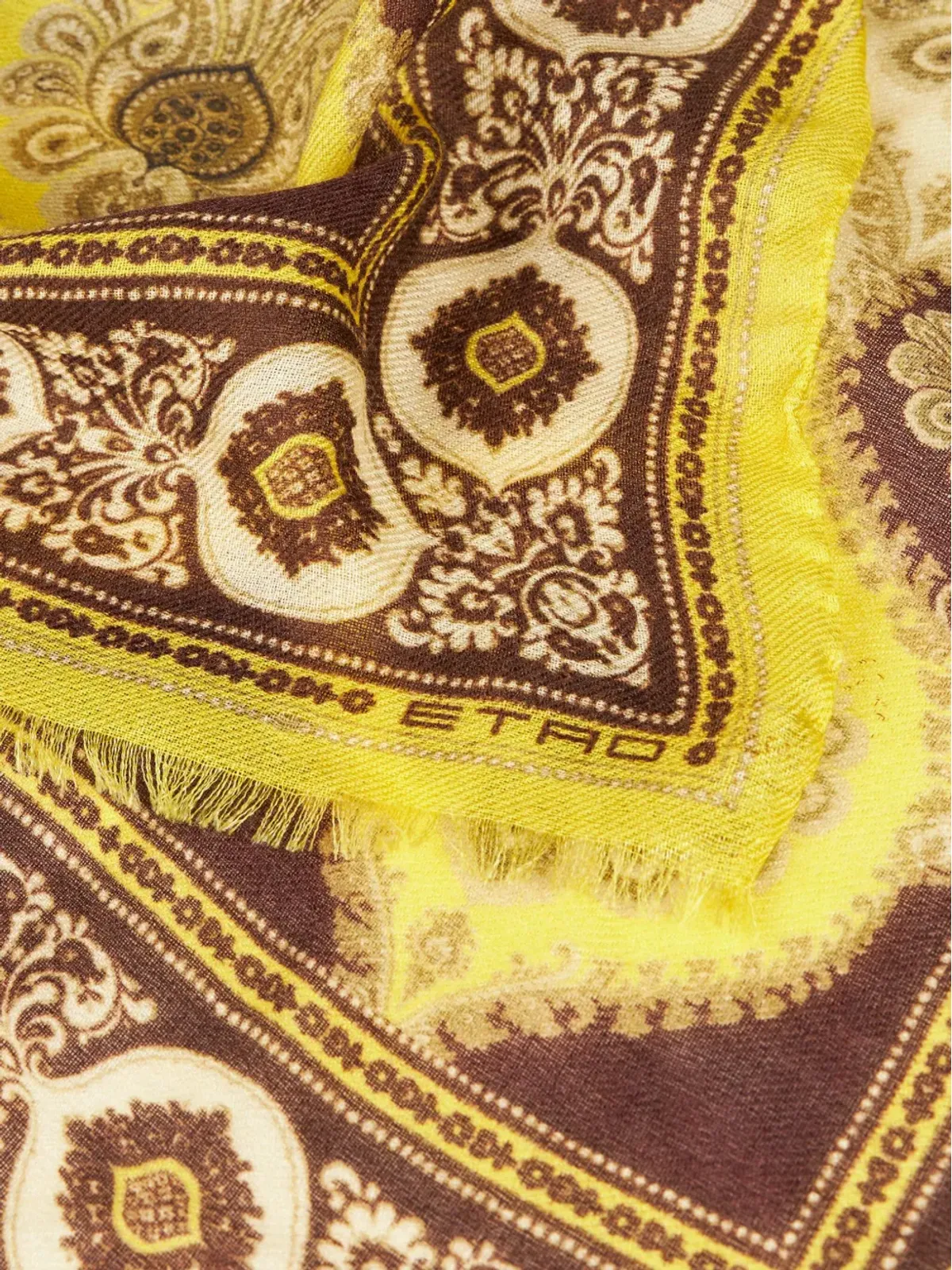 ETRO グラフィックプリント シルクスカーフ ブラウン - 画像2