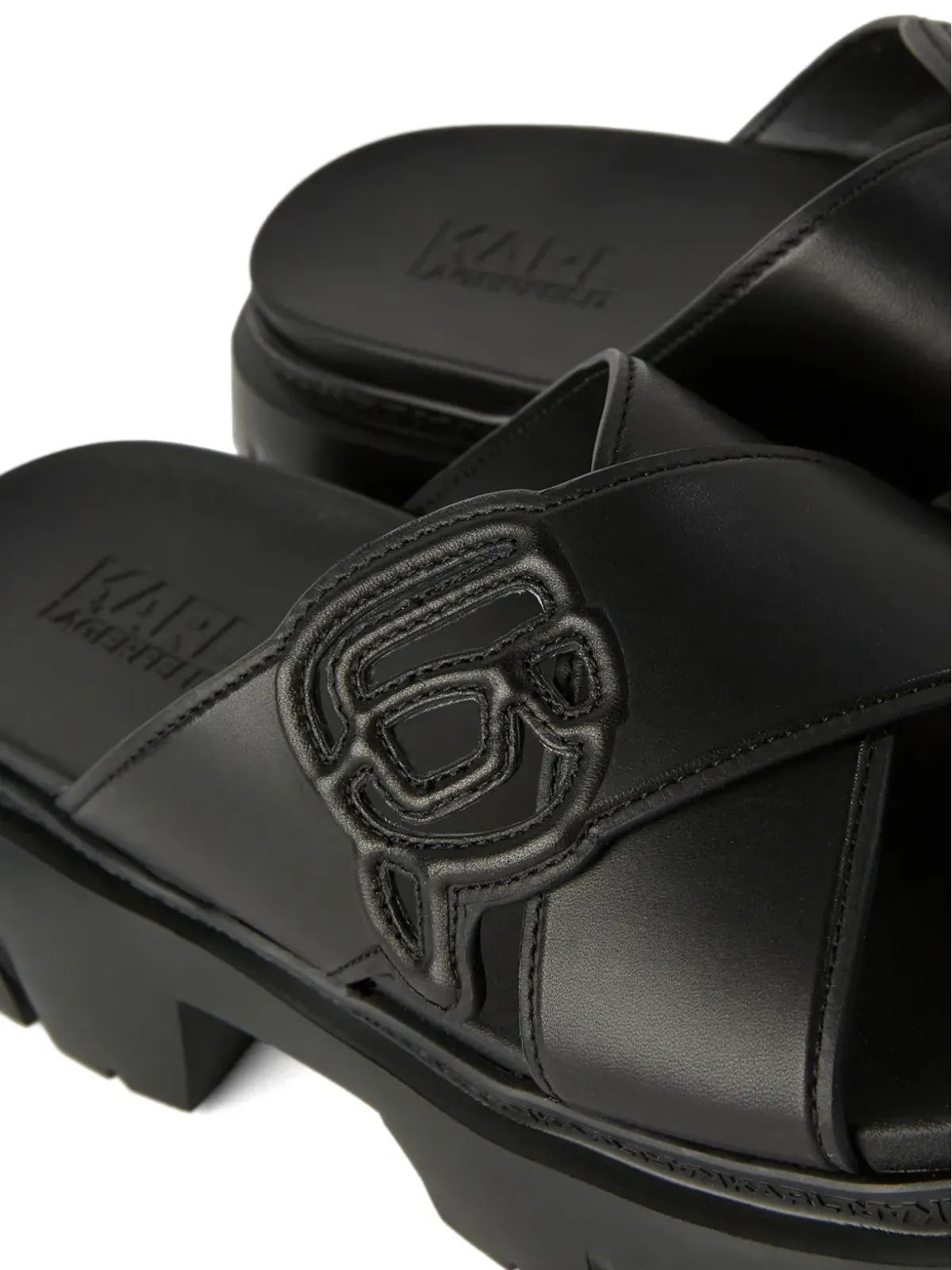 Karl Lagerfeld Ikon NFT クロストラップ レザー ミュール - ブラック - 画像5