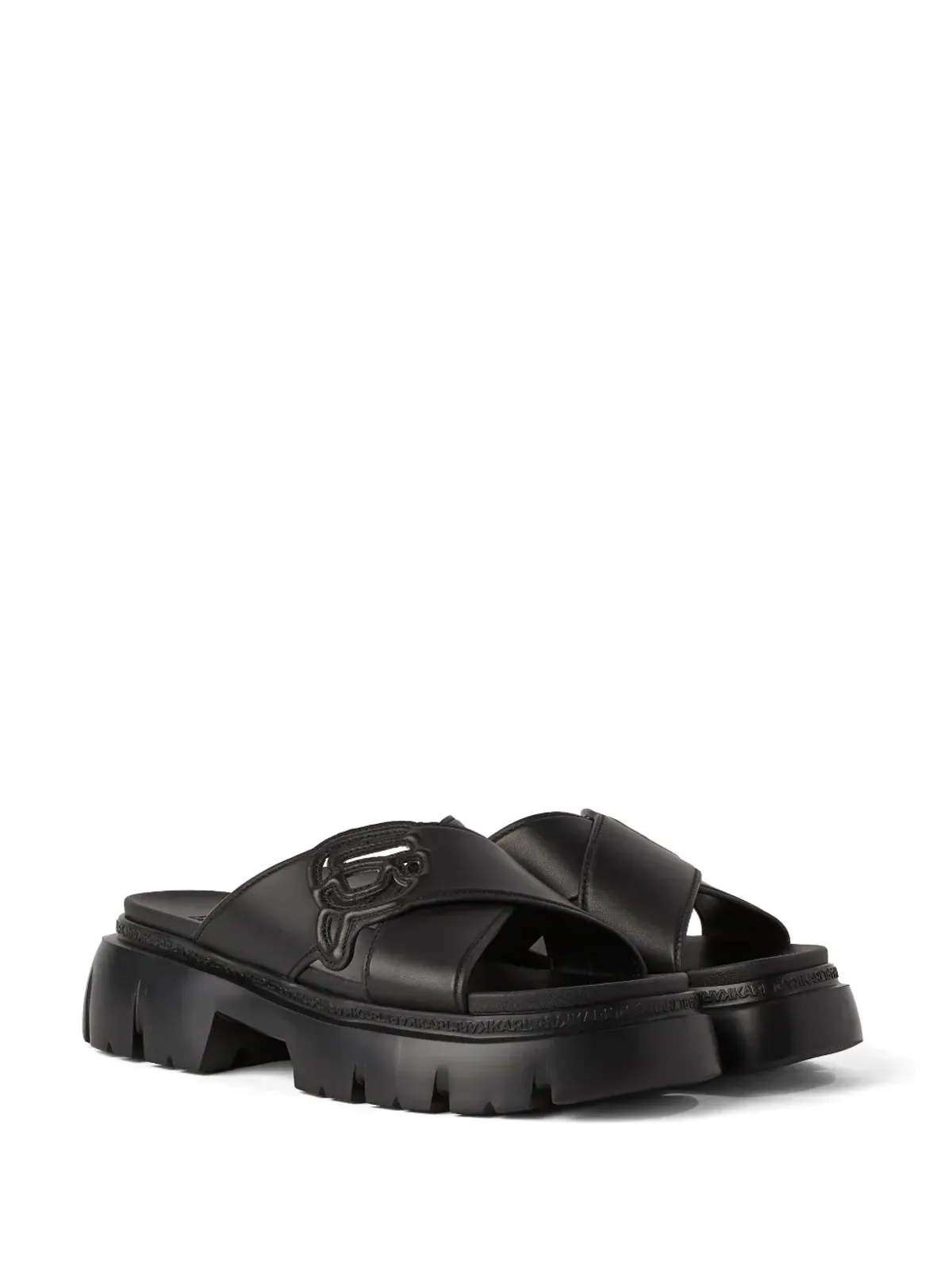 Karl Lagerfeld Ikon NFT クロストラップ レザー ミュール - ブラック - 画像2