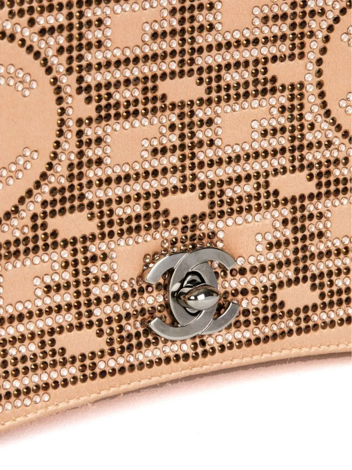 CHANEL ビンテージ 2002年 ラインストーン装飾 ショルダーバッグ ニュートラルカラー - 画像5