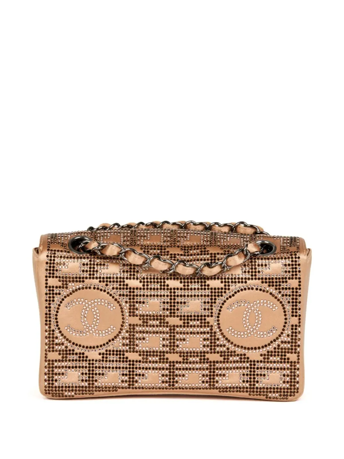 CHANEL ビンテージ 2002年 ラインストーン装飾 ショルダーバッグ ニュートラルカラー - 画像2