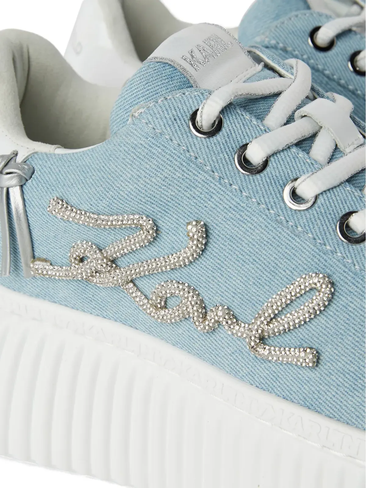Karl Lagerfeld ホイップステッチ プラットフォームスニーカー ブルー - 画像5