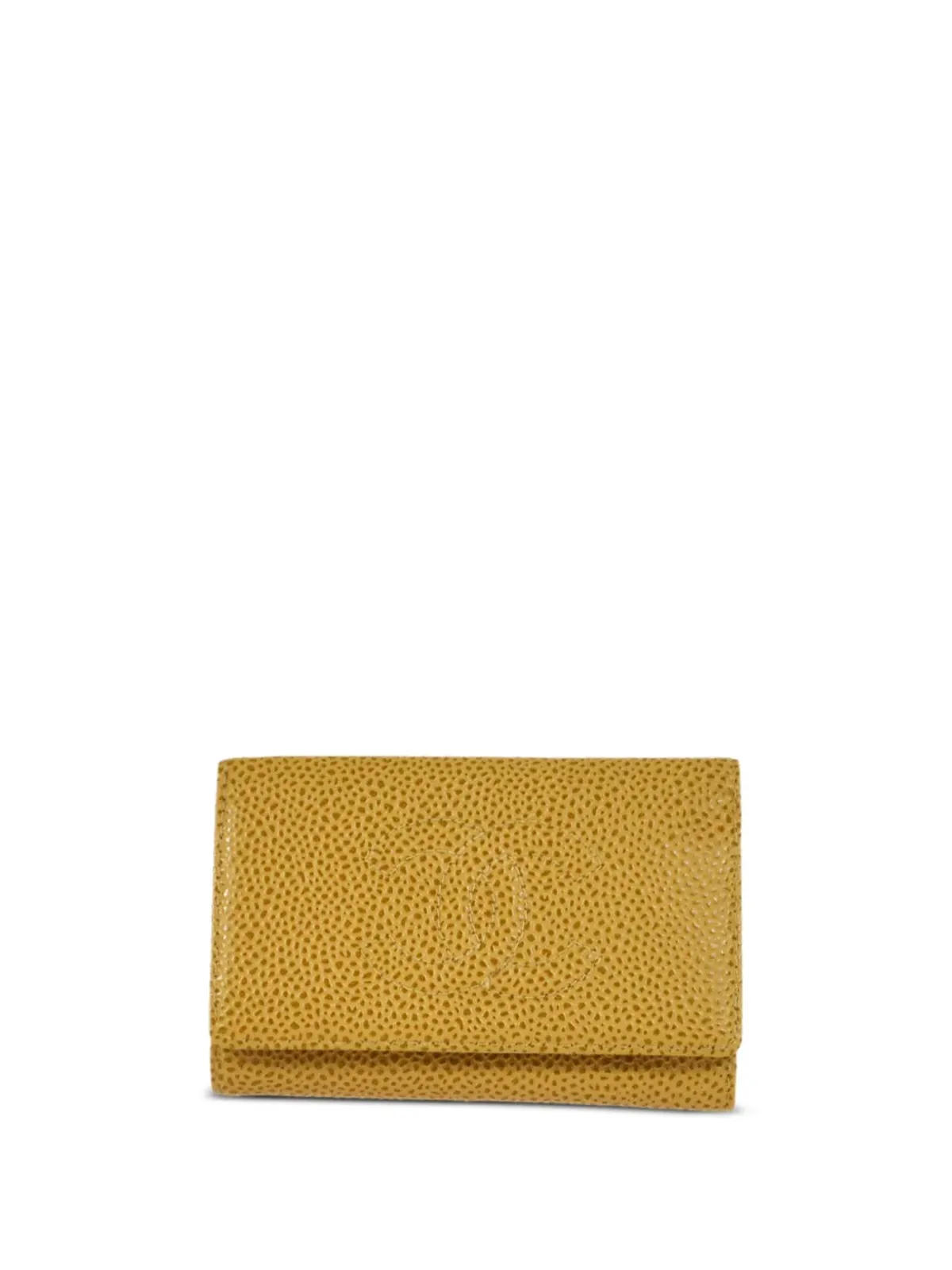CHANEL ビンテージ 2002 CCキャビアレザー キーケース - イエロー - 画像1